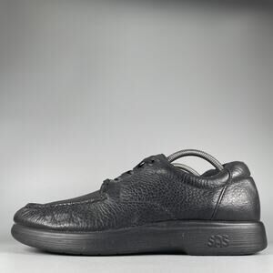 SAS Bout Time Men's Size 10.5 S Black Leather Moc Toe Lace Up Comfort Loafer GUC